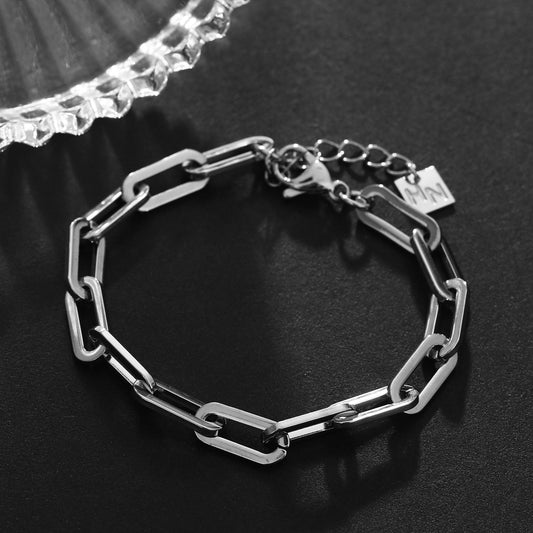 JACKI: Contemporary Paper Clip Silver Bracelet