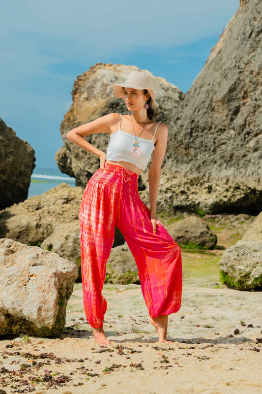 Bone Tie Dye Bali Pants - Pink