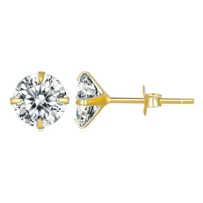 Cz Stud Earrings - 925 Sterling Silver Platinum Plated - Round Cubic Zirconia Hypoallergenic Earrings 4Mm 5Mm 6Mm 7Mm Bse166