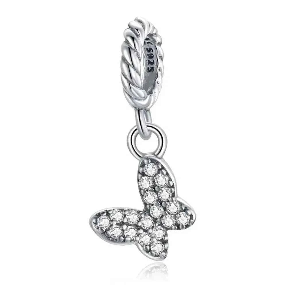 925 Sterling Silver Clear 5A Crystal Collection Family Heart X-Shape Charm Beads for Charm Bracelet & Necklace Pendant