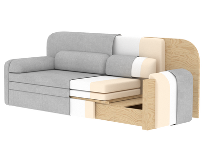 Elioss 3 Seater Storage Sleeper Sofa - Fudge Brown