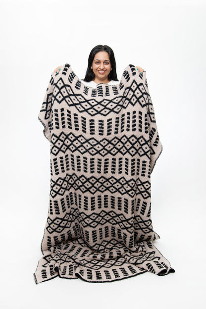 Tap Shoe & Rainy Day Diamond Point Print Extended Throw