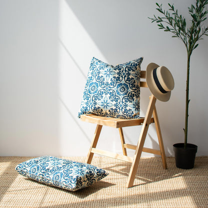 OUTDOOR PILLOW - BLUE FLORAL LUMBAR