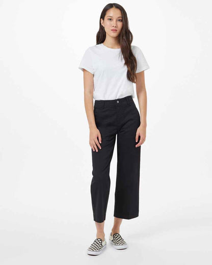 Twill Cropped Wide Leg Pant