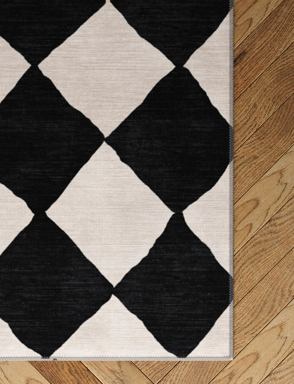 Trestres karierter Teppich Schwarz & Elfenbein