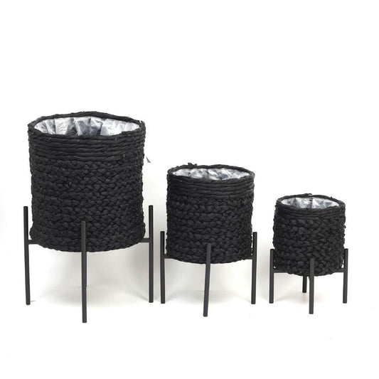 Isha Black Braided Planter