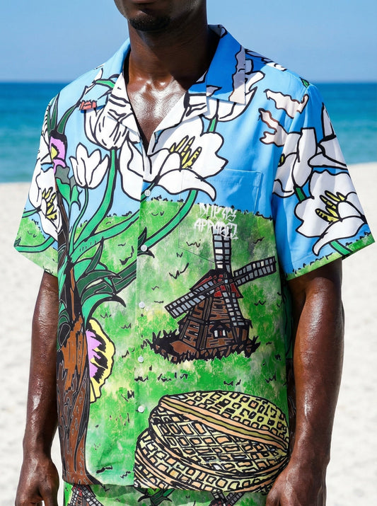 Mid-weight Wooden Clog Hawaiian Shirt