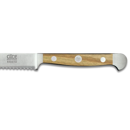 ALPHA OLIVE | Tomatenmesser 13cm | Geschmiedeter Stahl / Olivenholzgriff