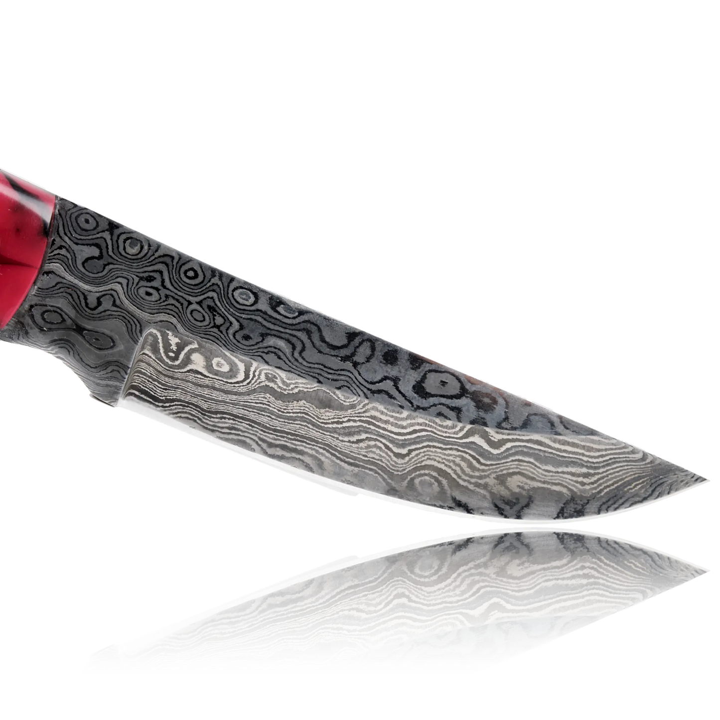 YUMA Damaszener Skinner Messer 5 Zoll Klinge mit originaler Rindslederscheide