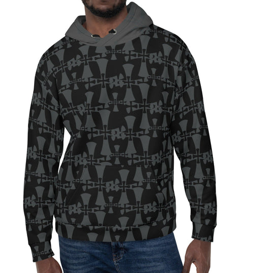 Men's Recycled Premium Black-Gray Hoodie-Allover 3 crusader print