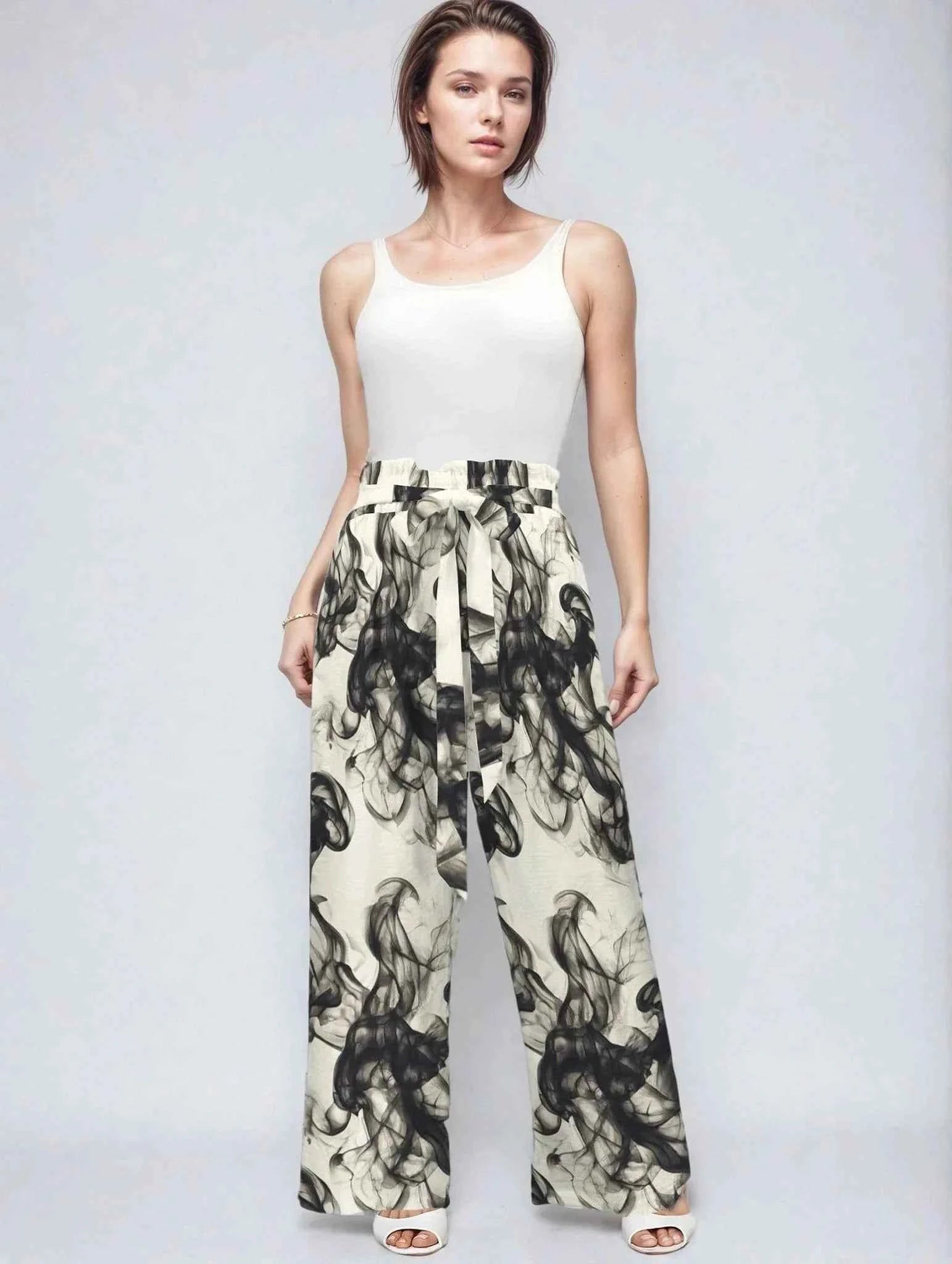 Smokey Strappy Wide Leg Pants with Pockets
