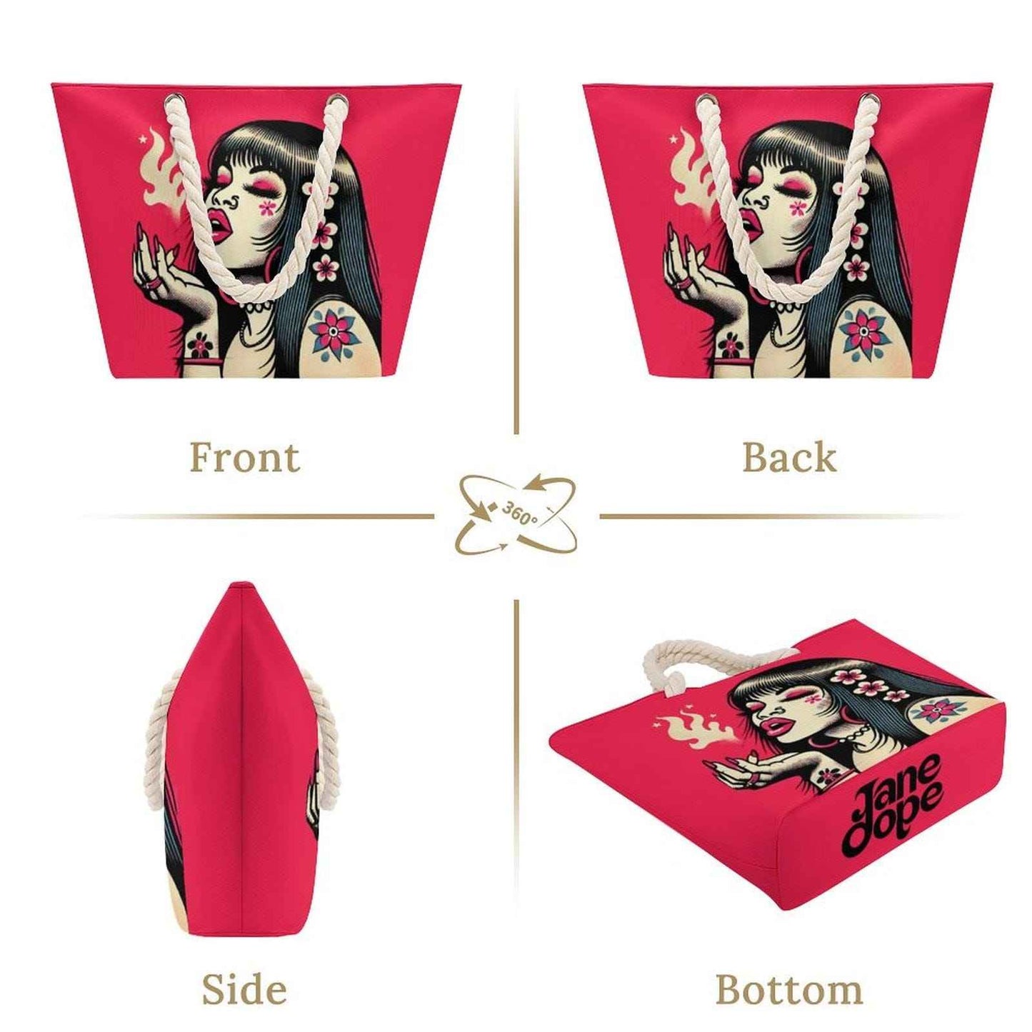 Pink Diesel Hemp rope tote bag
