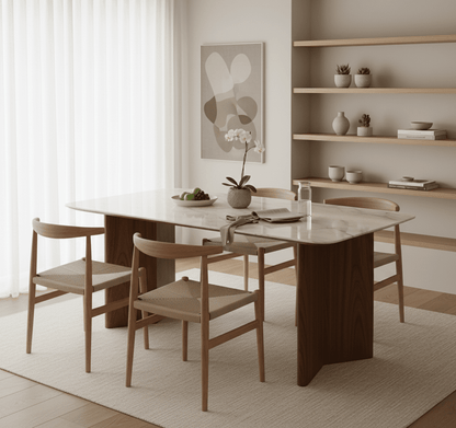 アシュトン ウォールナット＆マーブル ダイニングテーブル