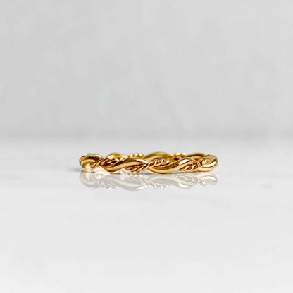 Bague torsadée en acier inoxydable plaqué or 18K | RHÉA