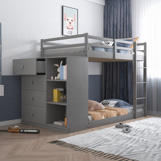 Barney Etagen-/Hochbett mit Schubladen & Stauraum – Grau