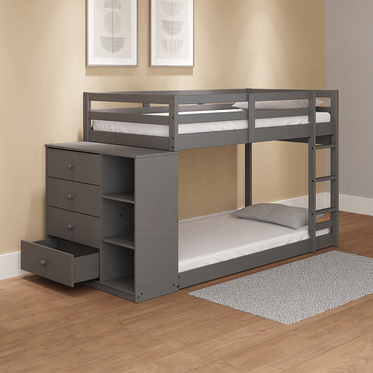 Barney Etagen-/Hochbett mit Schubladen & Stauraum – Grau