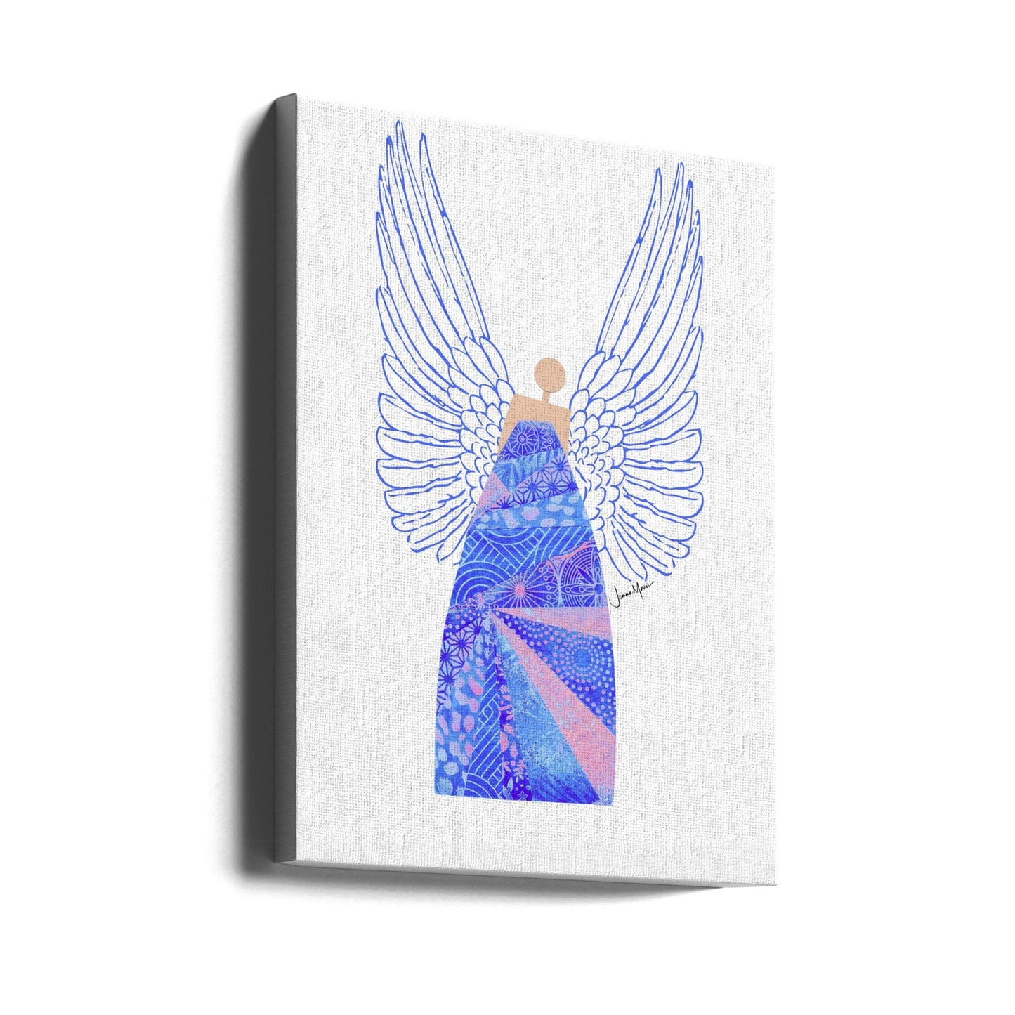 Wandbild Engel in Blau Leinwanddruck