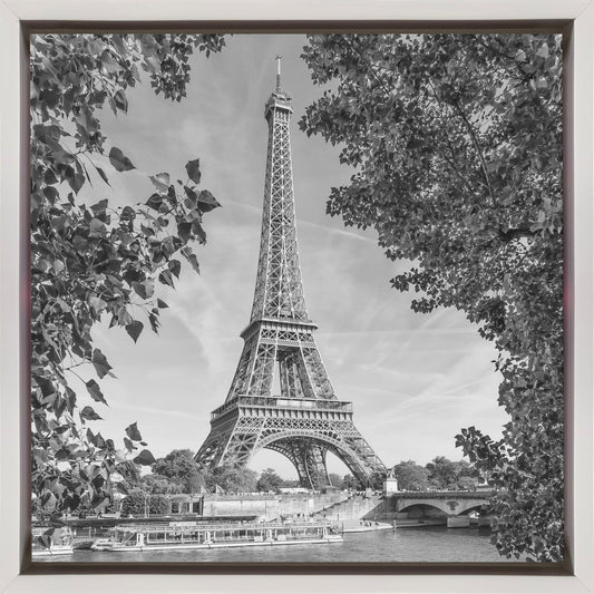 Wandbild PARIS Eiffelturm & Seine – Monochrom