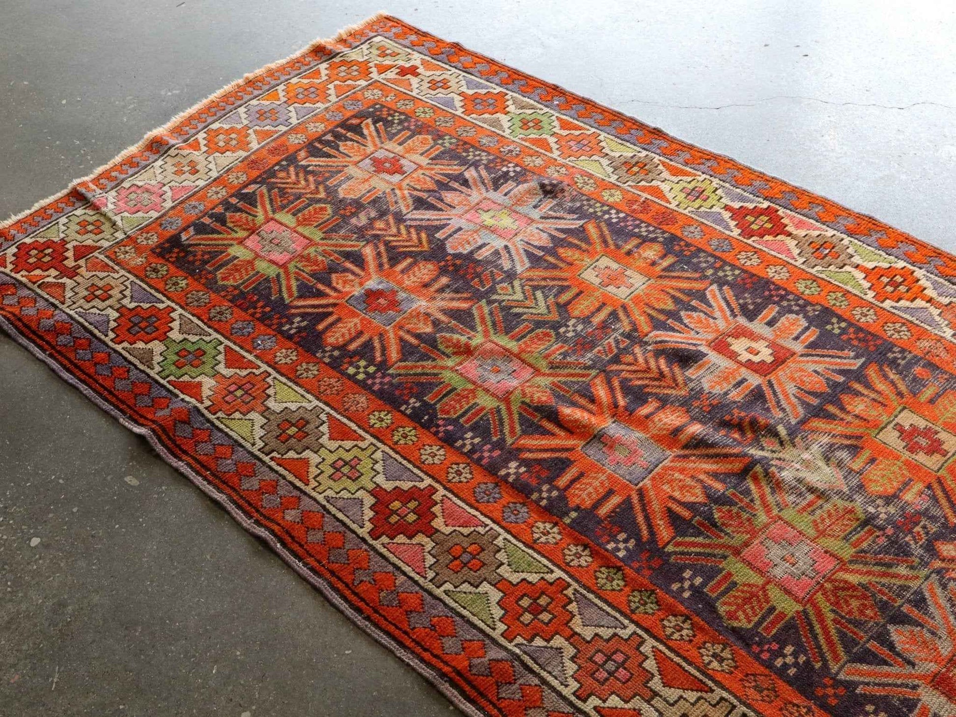 Caucasian Kazak Runner Rug | 3' 11" x 8' 10"