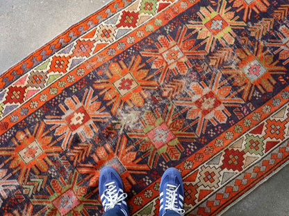 Caucasian Kazak Runner Rug | 3' 11" x 8' 10"