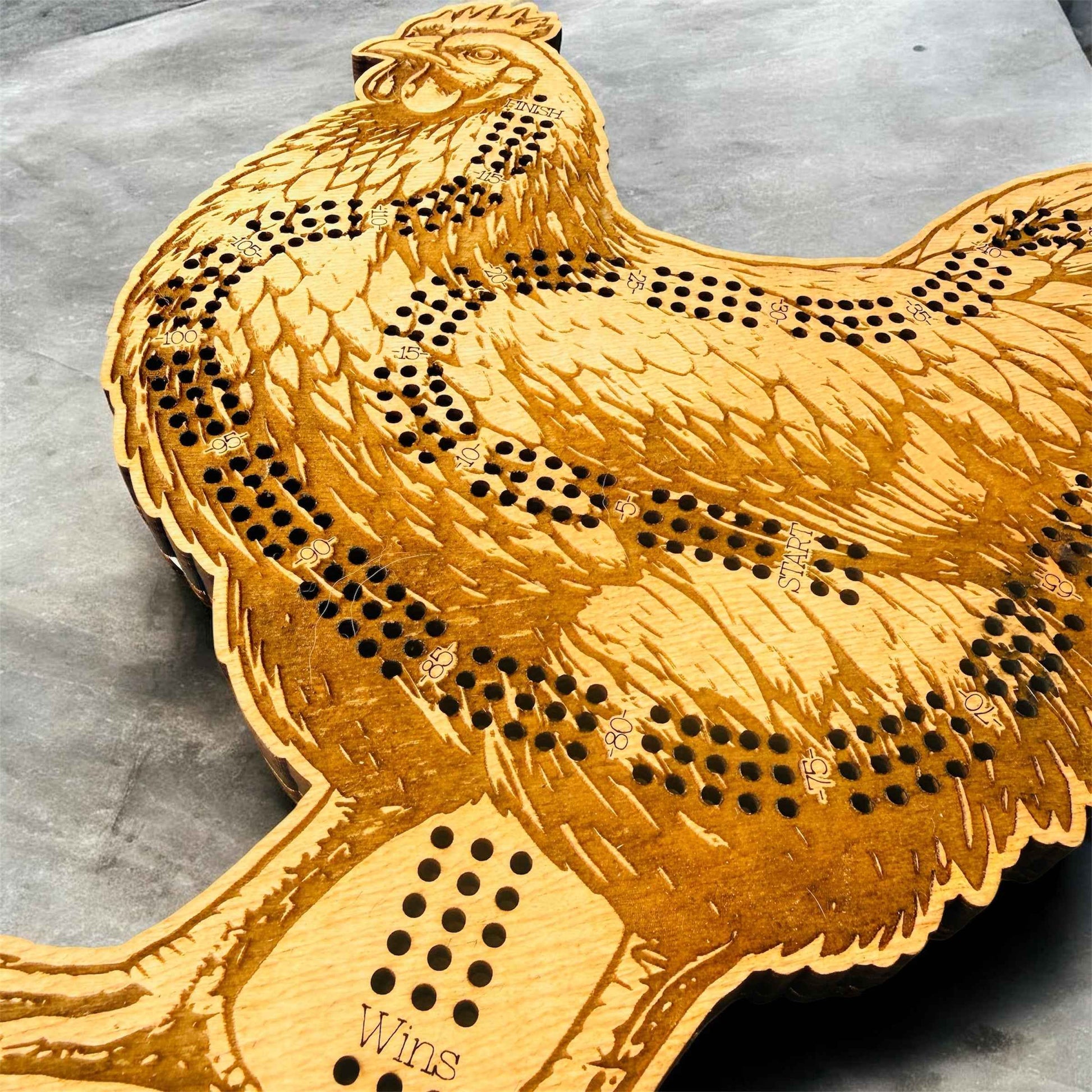 Chicken Cribbage Board-Rustic Farmhouse Wooden Game
