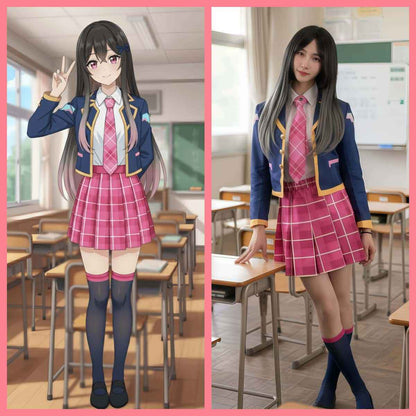Anime Style Cosplay Halloween Costume Set School Uniform with Jacket and Skirt