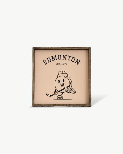 Edmonton Hockey Puck Wood Sign – Hockey-Inspired Wall Art