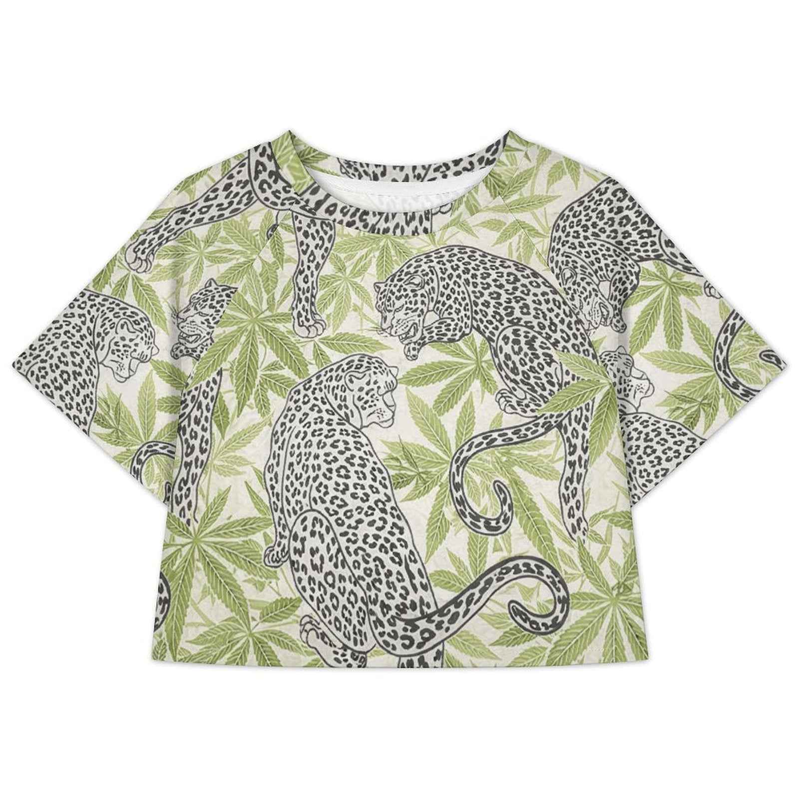 Leopard Cropped Ralgan T-Shirt
