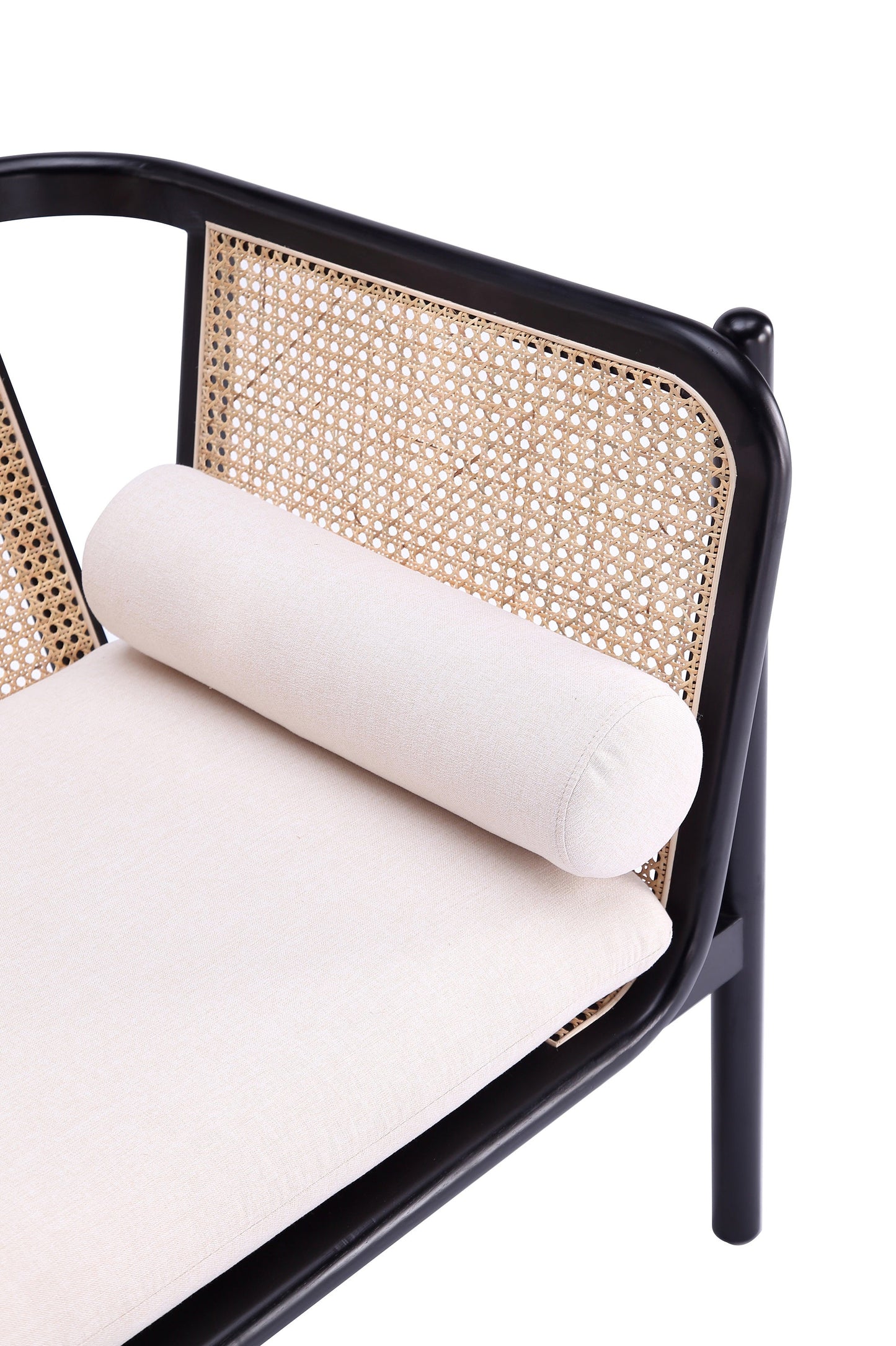 Tulum Akzentstuhl aus Naturrohr – Schwarz/Creme
