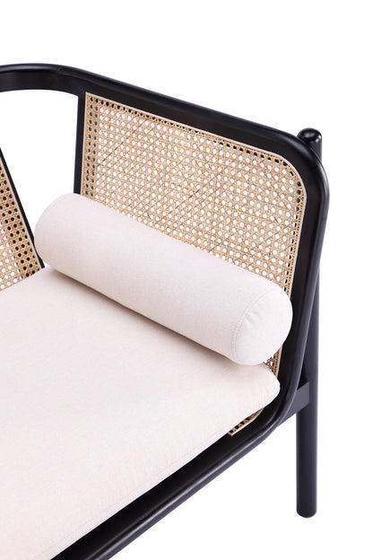 Tulum Akzentstuhl aus Naturrohr – Schwarz/Creme