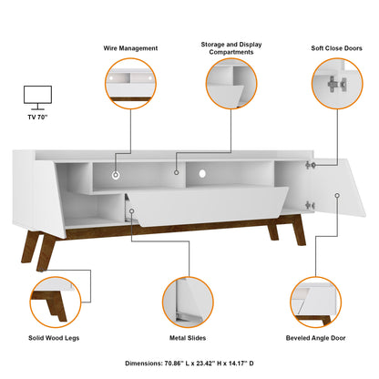 Malmo Modern 70.8" TV Stand with 2 Drawers - White/Brown