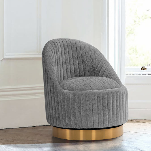 Drehbarer Akzentstuhl Kürbis Chenille – Grau/Gold