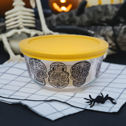 4 Tasse dekoriertes Pyrex Halloween Tag der Toten