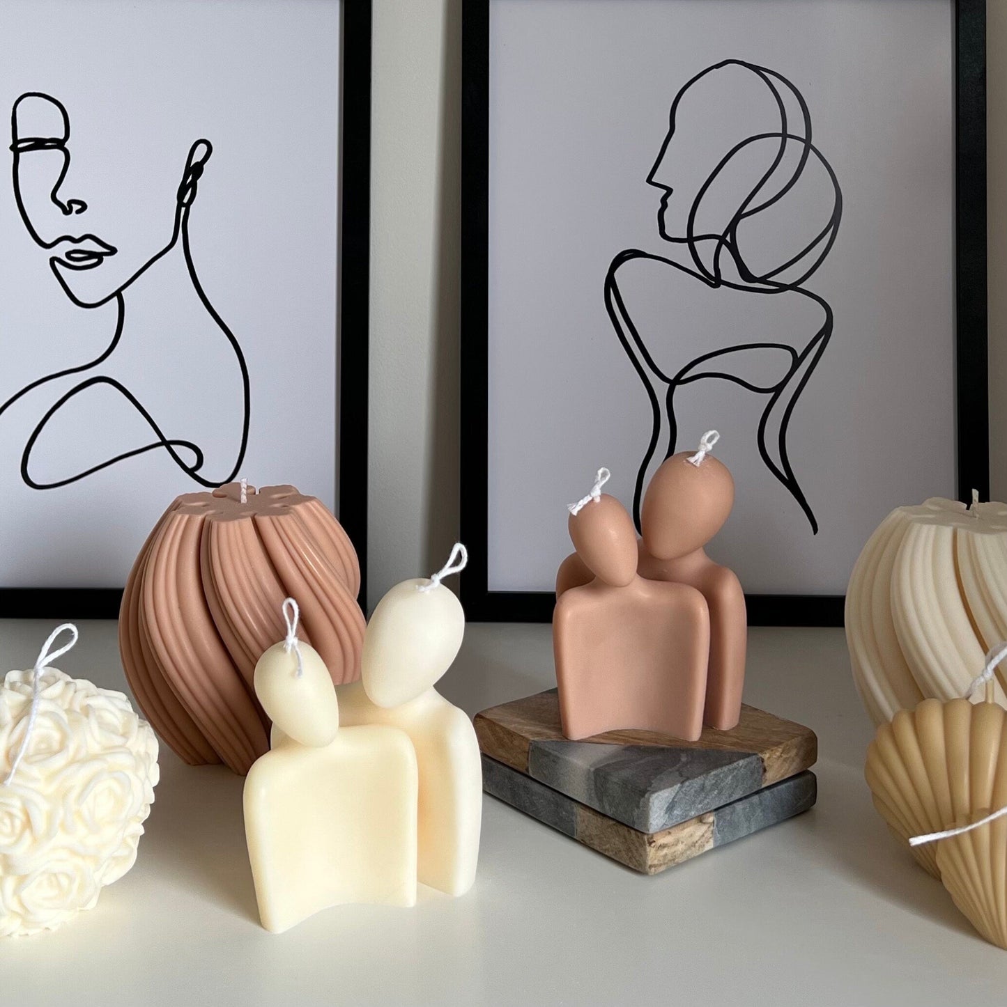 手作りカップルソイキャンドルセット | ロマンチックなホームデコ