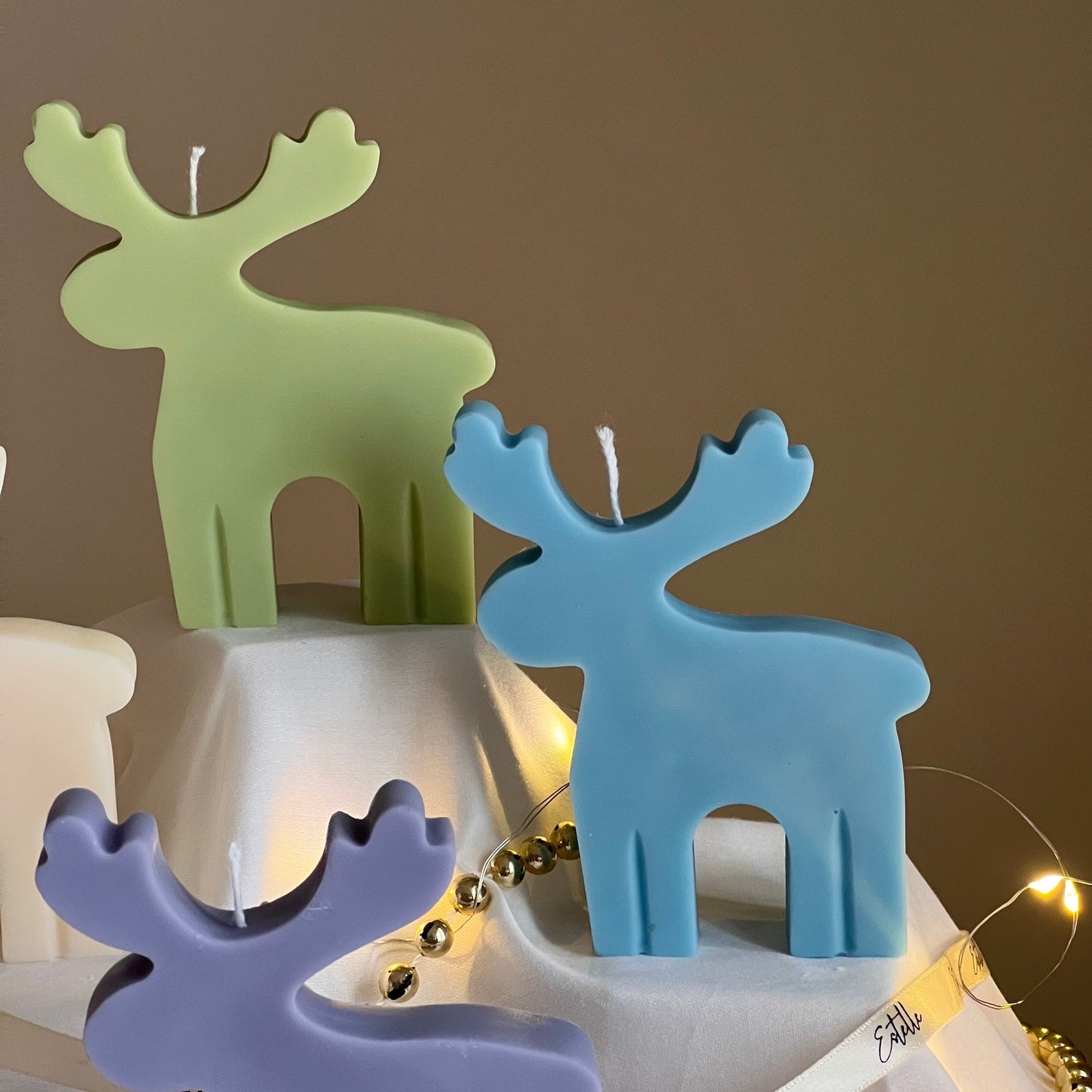 手作りトナカイソイキャンドル：クリスマスデコレーションギフト