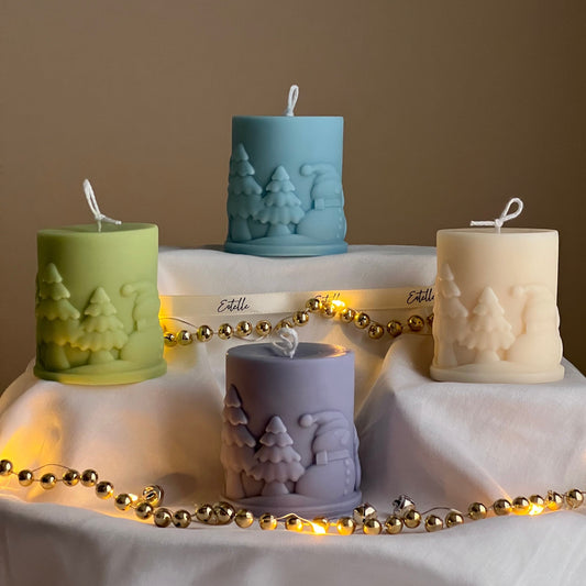 Handmade Snowman Soy Pillar Candle: Christmas Home Decor