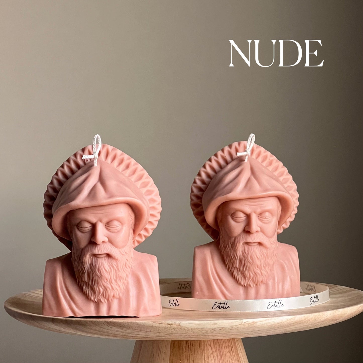 Saint Charbel Bust Candle: Sculptural Soy Wax Pillar