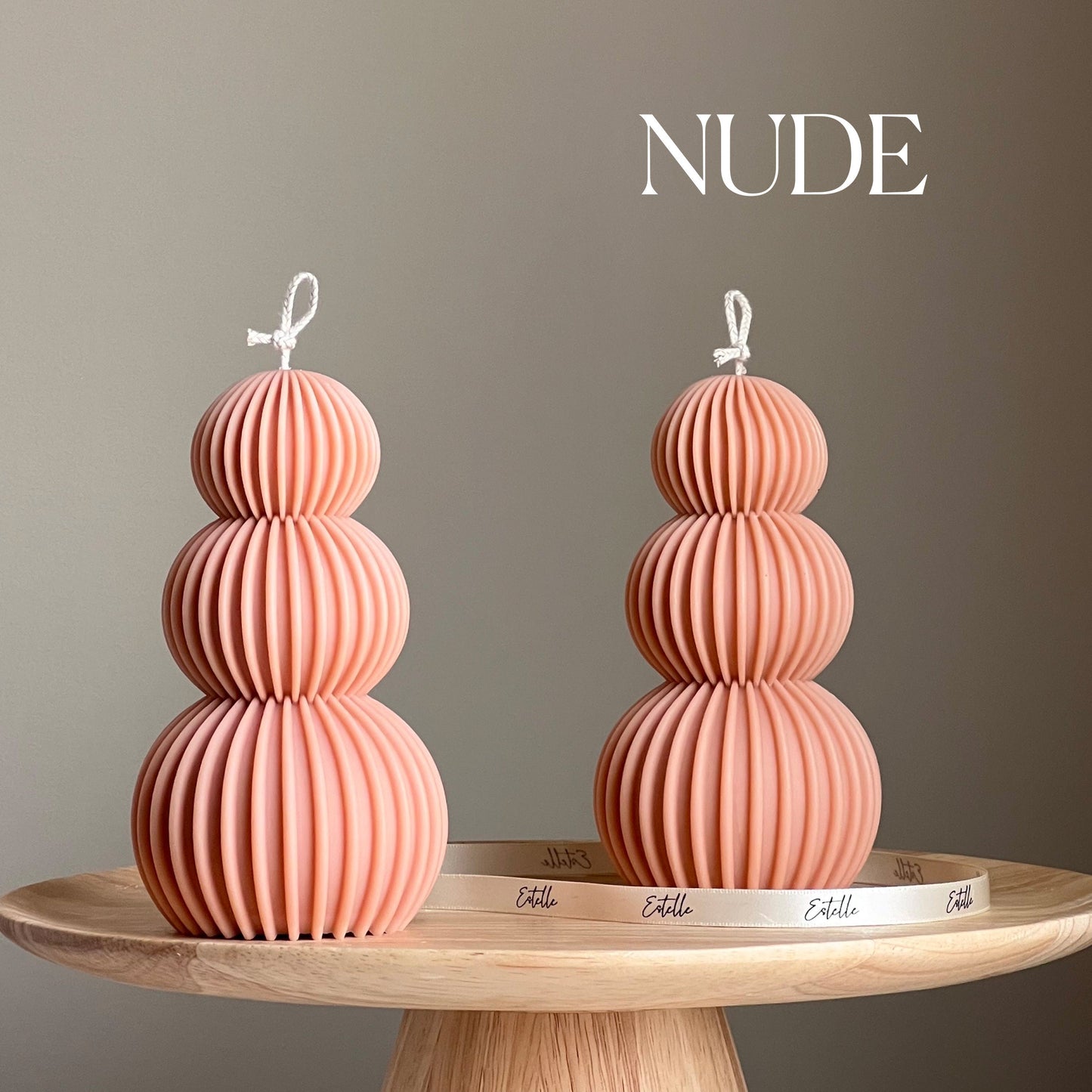 Ribbed Wavy Soy Pillar Candle | Sculptural Home Decor