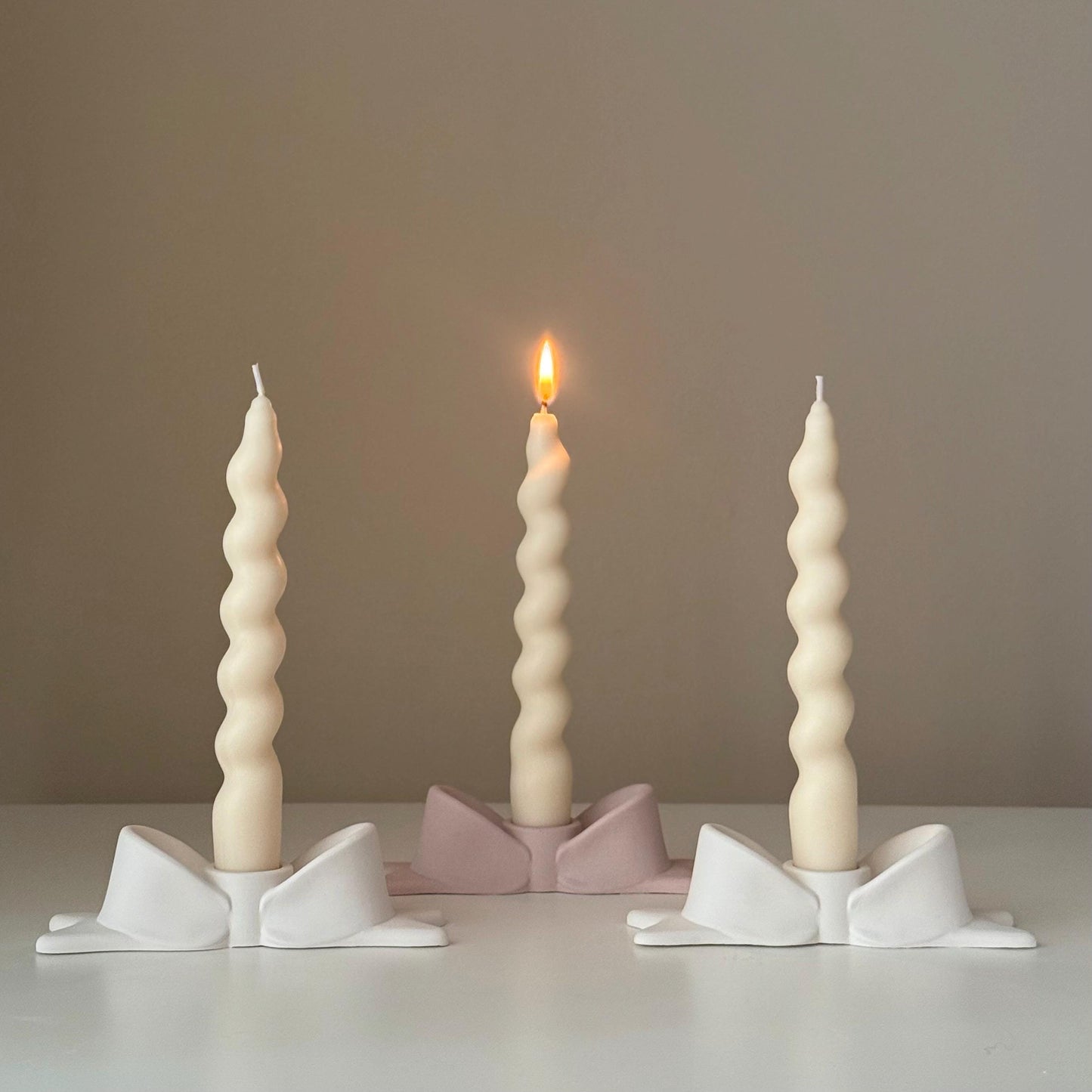 Bowtie Jesmonite Candlestick Holder: Modern Table Decor