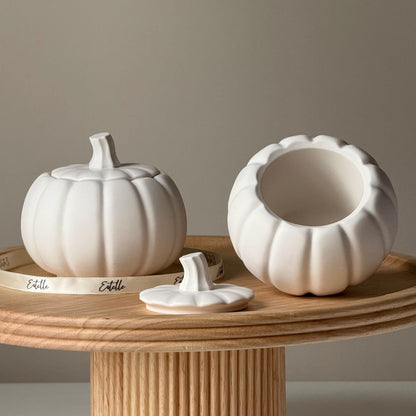 Handmade Jesmonite Pumpkin Jar: Autumn Fall Home Decor