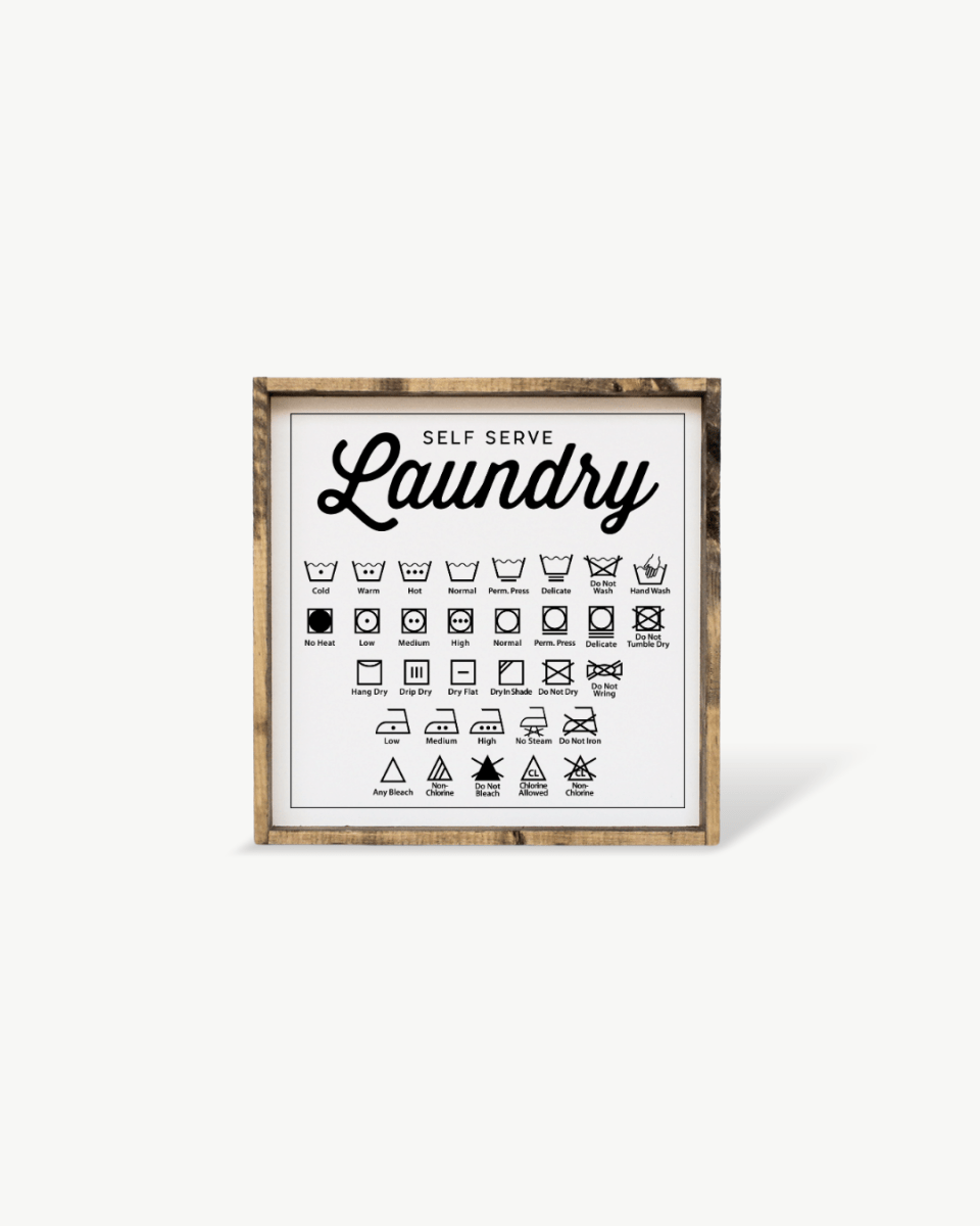 Laundry Symbols Wood Sign - AURABAGS SHOP