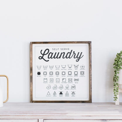 Laundry Symbols Wood Sign - AURABAGS SHOP