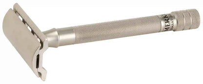 Merkur 23-INOX 3-Piece DE Safety Razor, Closed Comb, Extra Long Handle, Stainless Steel