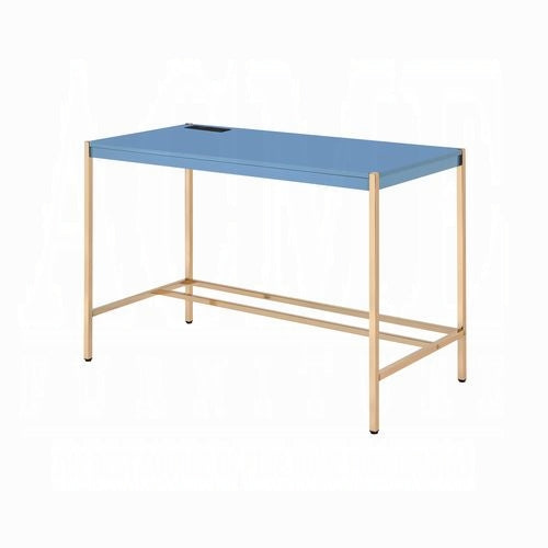 Lunar Eleganter Mehrzwecktisch mit USB-Anschluss - Blau/Gold