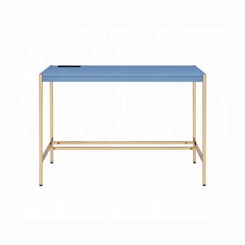 Lunar Eleganter Mehrzwecktisch mit USB-Anschluss - Blau/Gold