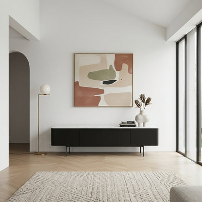 Olomouc Black and Marble Media Console