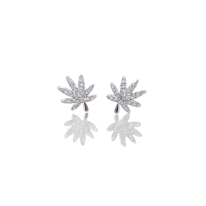 SILVER CANNABIS LEAF EARRING