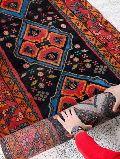 Persian Meshkin Runner Rug | 3' 7” x 9' 10"