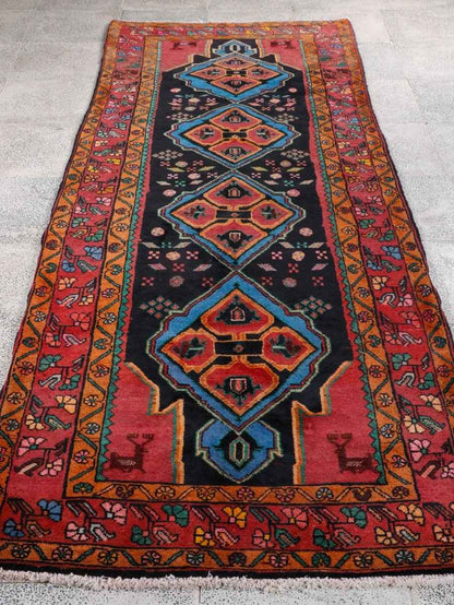 Persian Meshkin Runner Rug | 3' 7” x 9' 10"