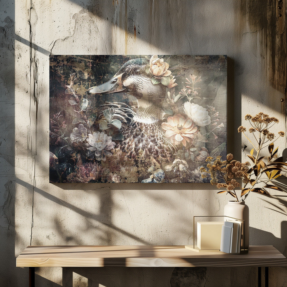 Wandbild Ente Tier Vintage Kunst Illustration Wandkunst 06